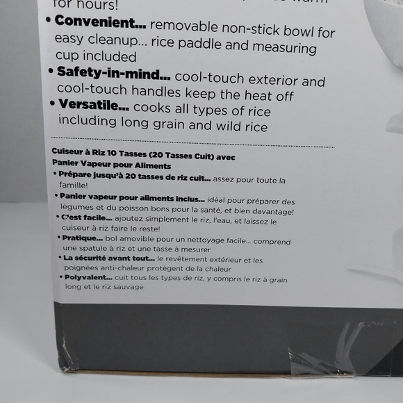 Better Chef 10 Cup (20 Cups Cooked) Rice Cooker and Food Steamer White New - Picture 4 of 10